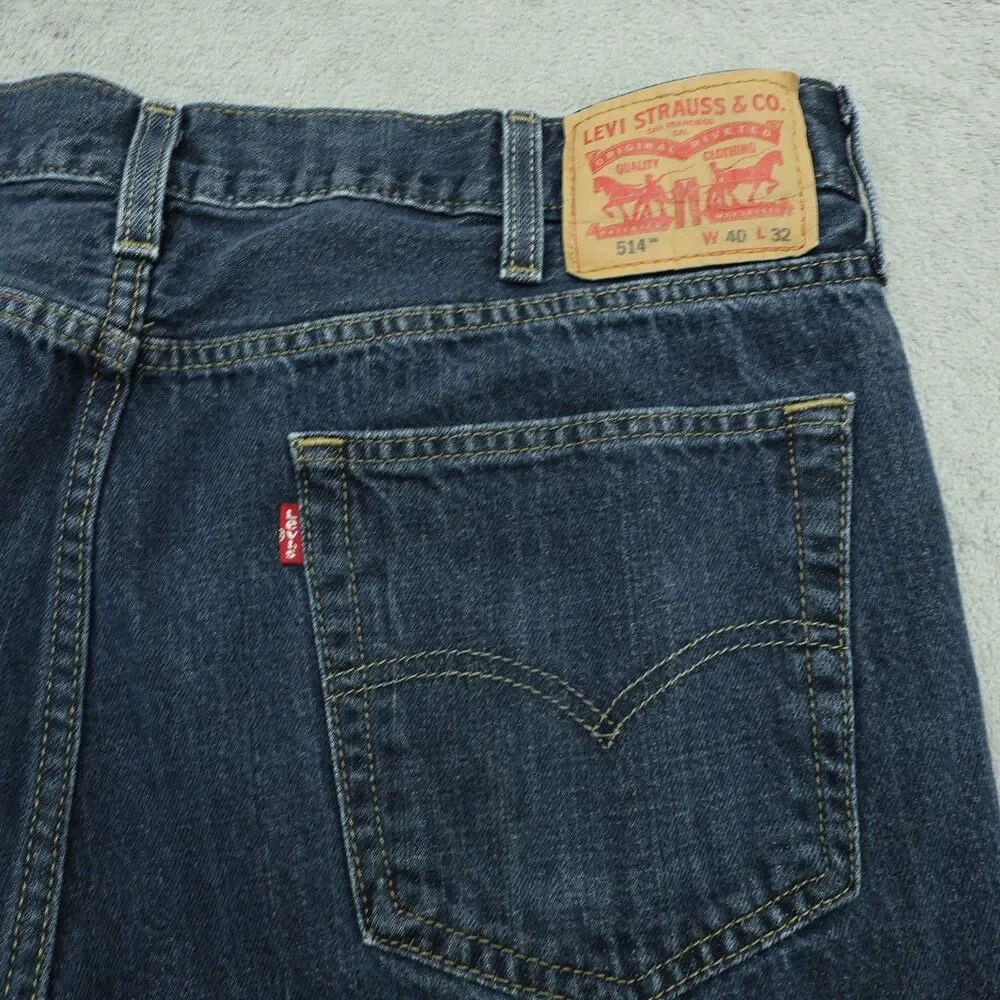 Levi's 514 Jeans Mens Size 40x32 Blue Straight Classic Fit Denim Medium Wash